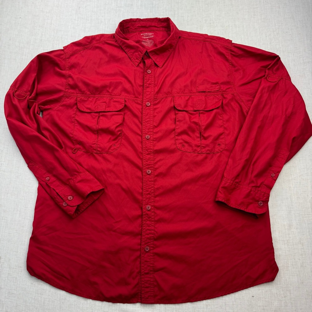 Rugged Earth Outfitters Fishing Shirt Mens XL Red Performance Ventilated Hiking